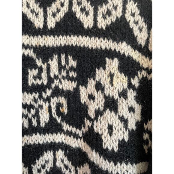 Express Tricot 100% wool vintage sweater black fairisle oversized y2k Size Med - Picture 5 of 7